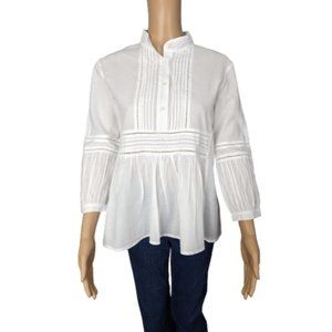 Vineyard Vines White Pintuck Ladderlace Blouse XS